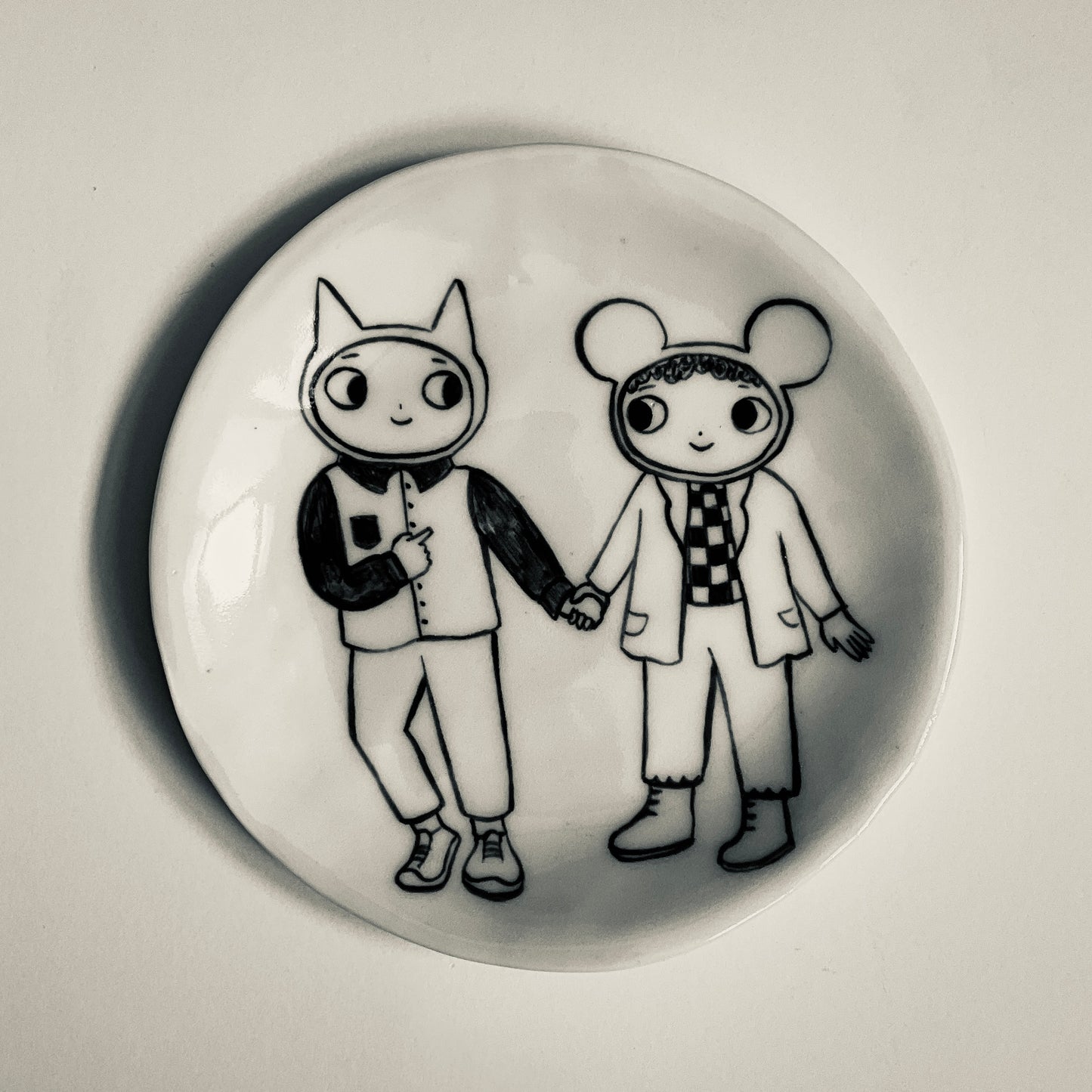 Smartly Dressed Cat and Mouse plate