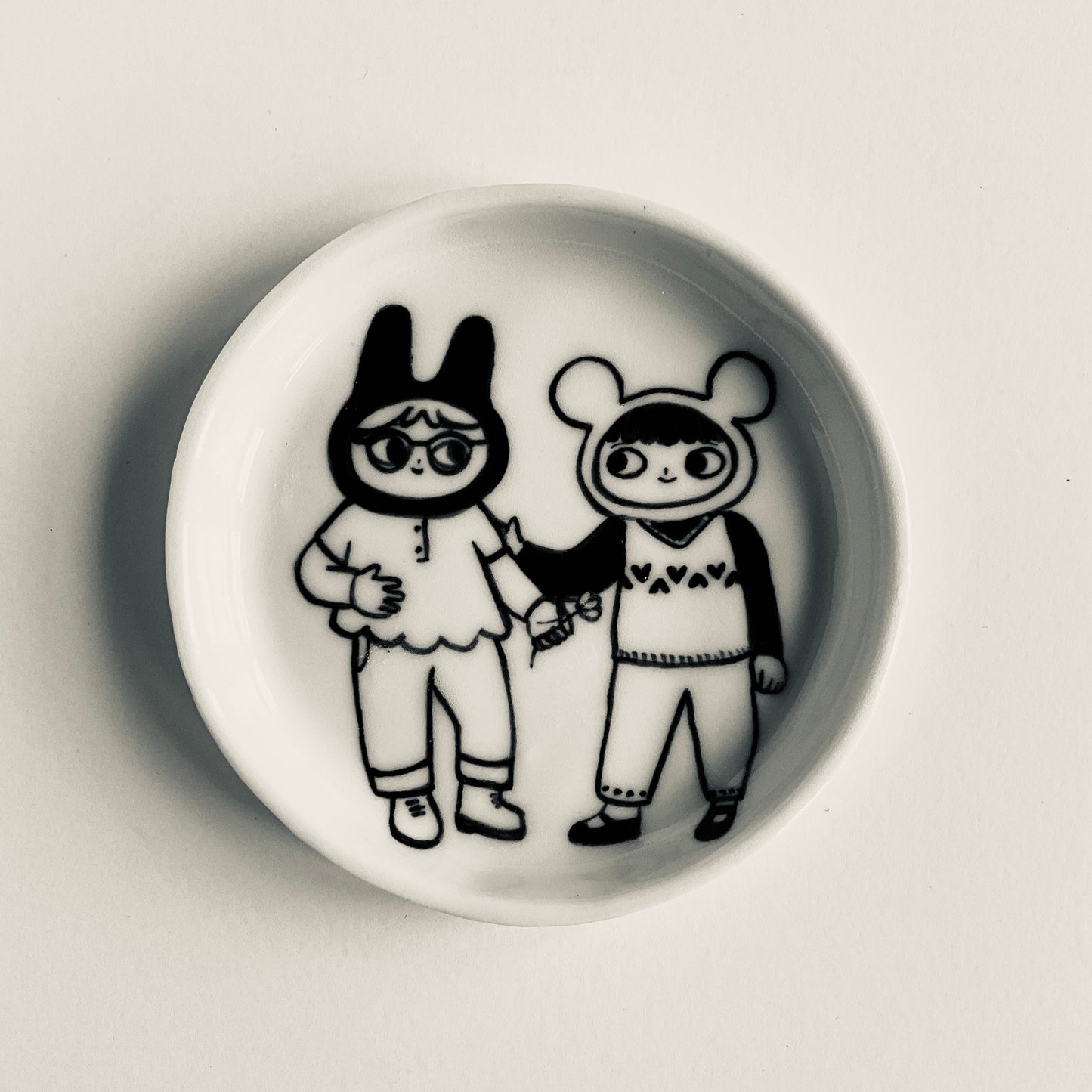 Bunny and Mouse on Valentines Day plate