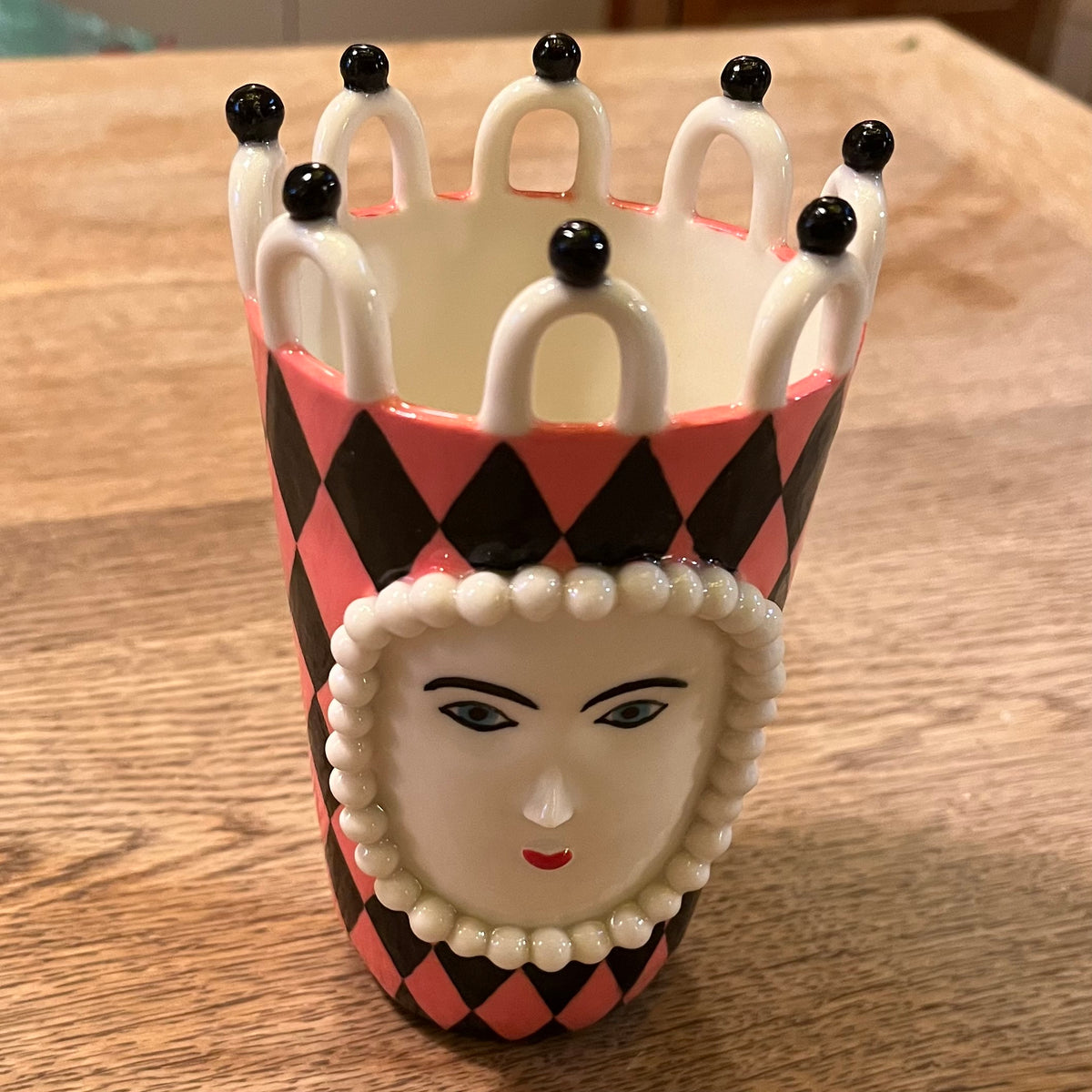 Pink and Black Harlequin Lady