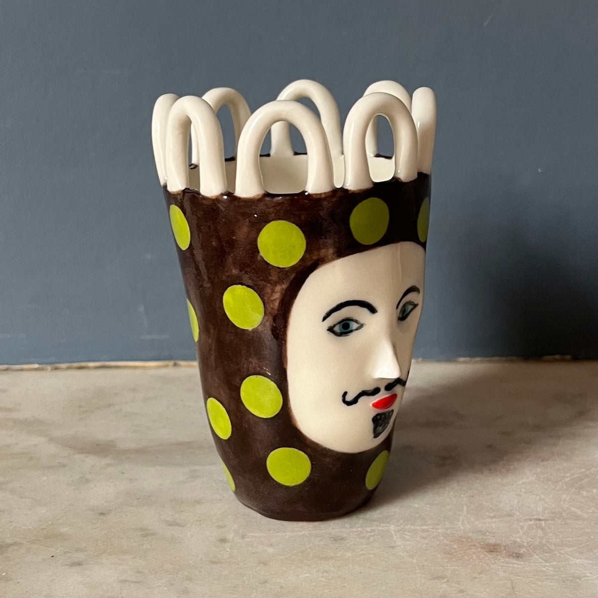 Green Dots on Choc Brown Man