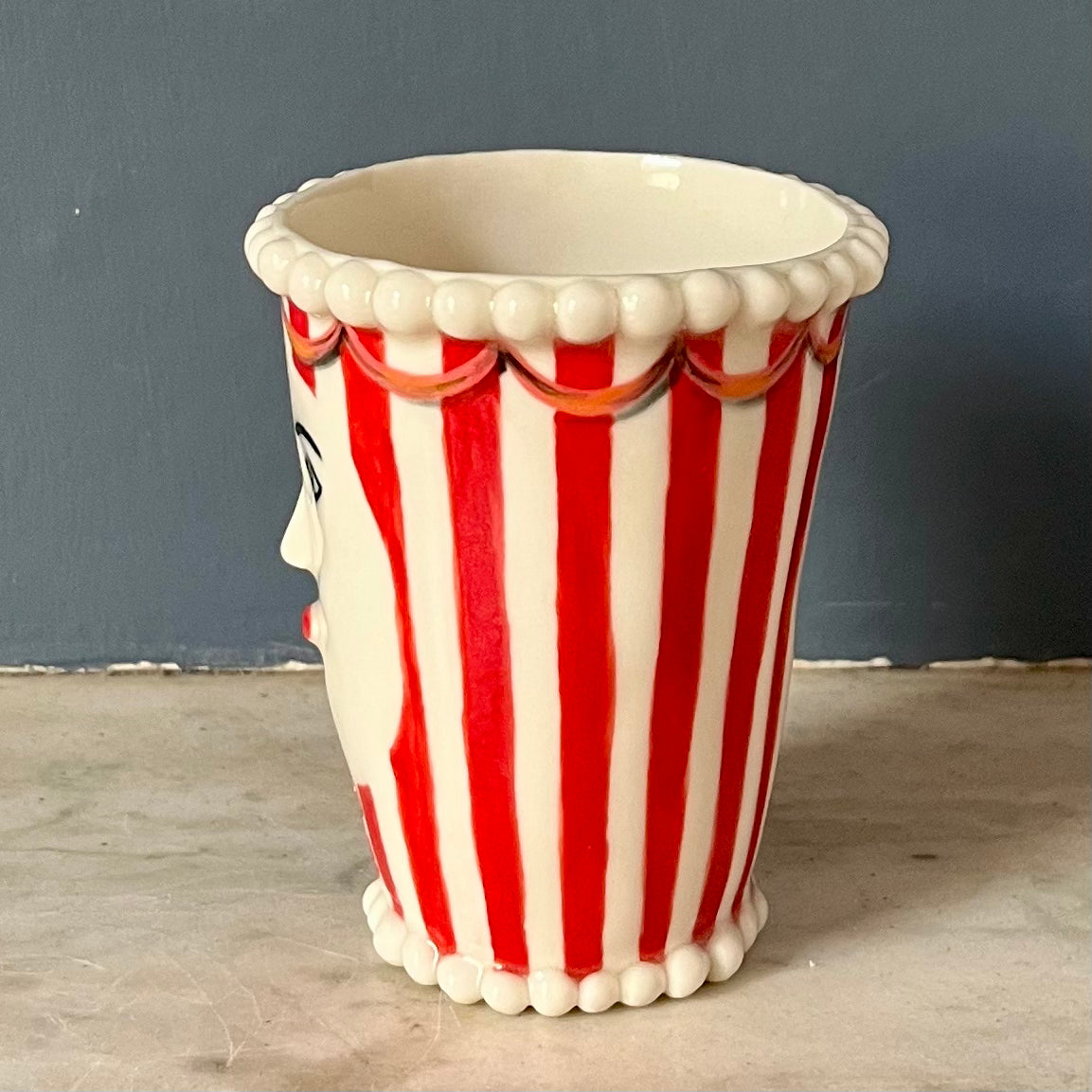 Red and White Stripes with Painted Bow Necklace