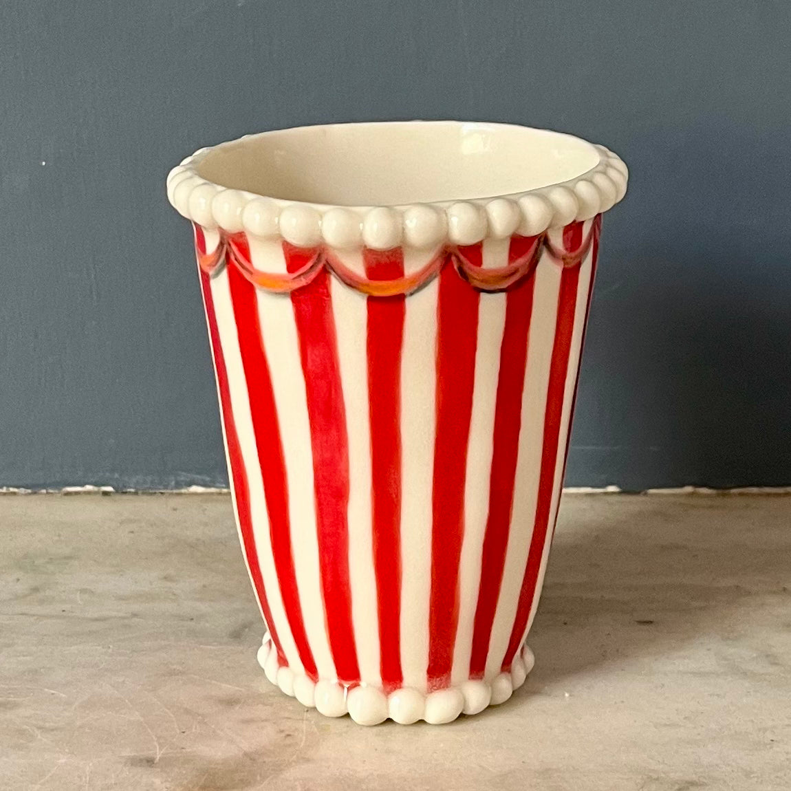 Red and White Stripes with Painted Bow Necklace