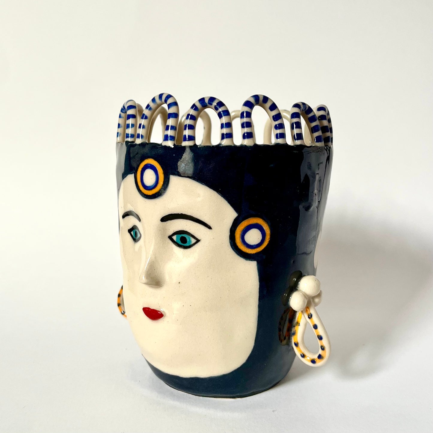 Navy & White Dots with Spotty Drop Earrings