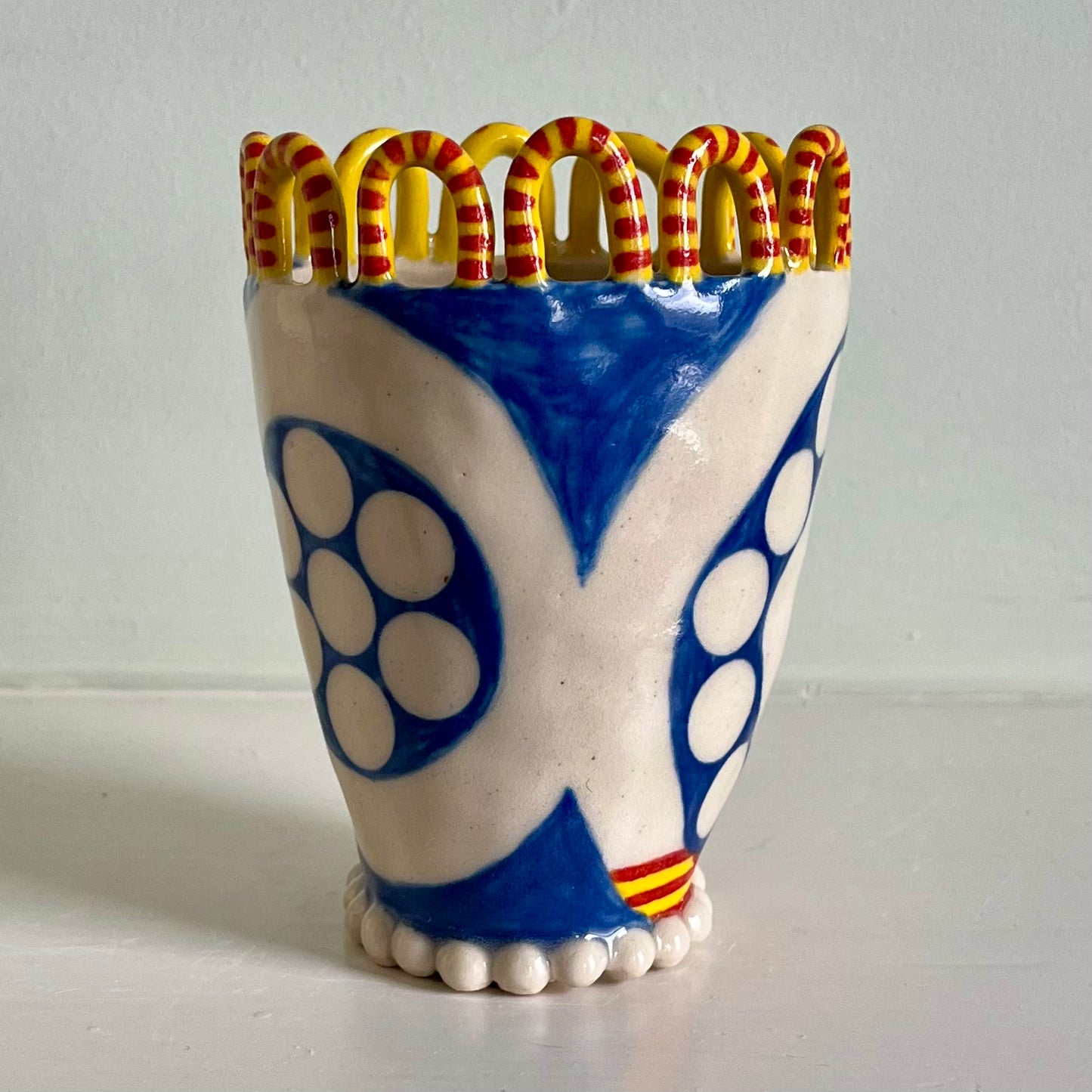 White Spots on Royal Blue with Pearls