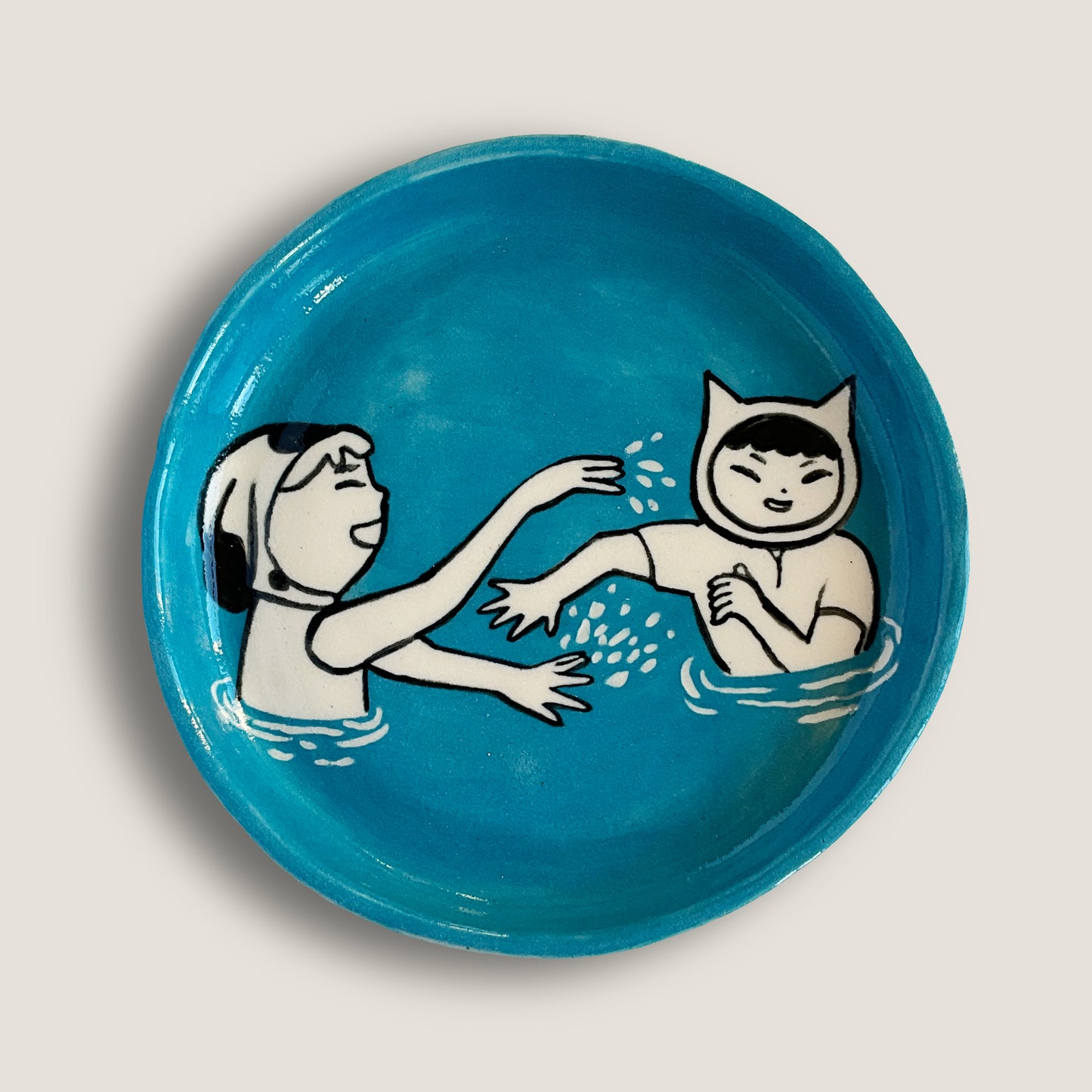 Puppy and Kitten Splashing small plate