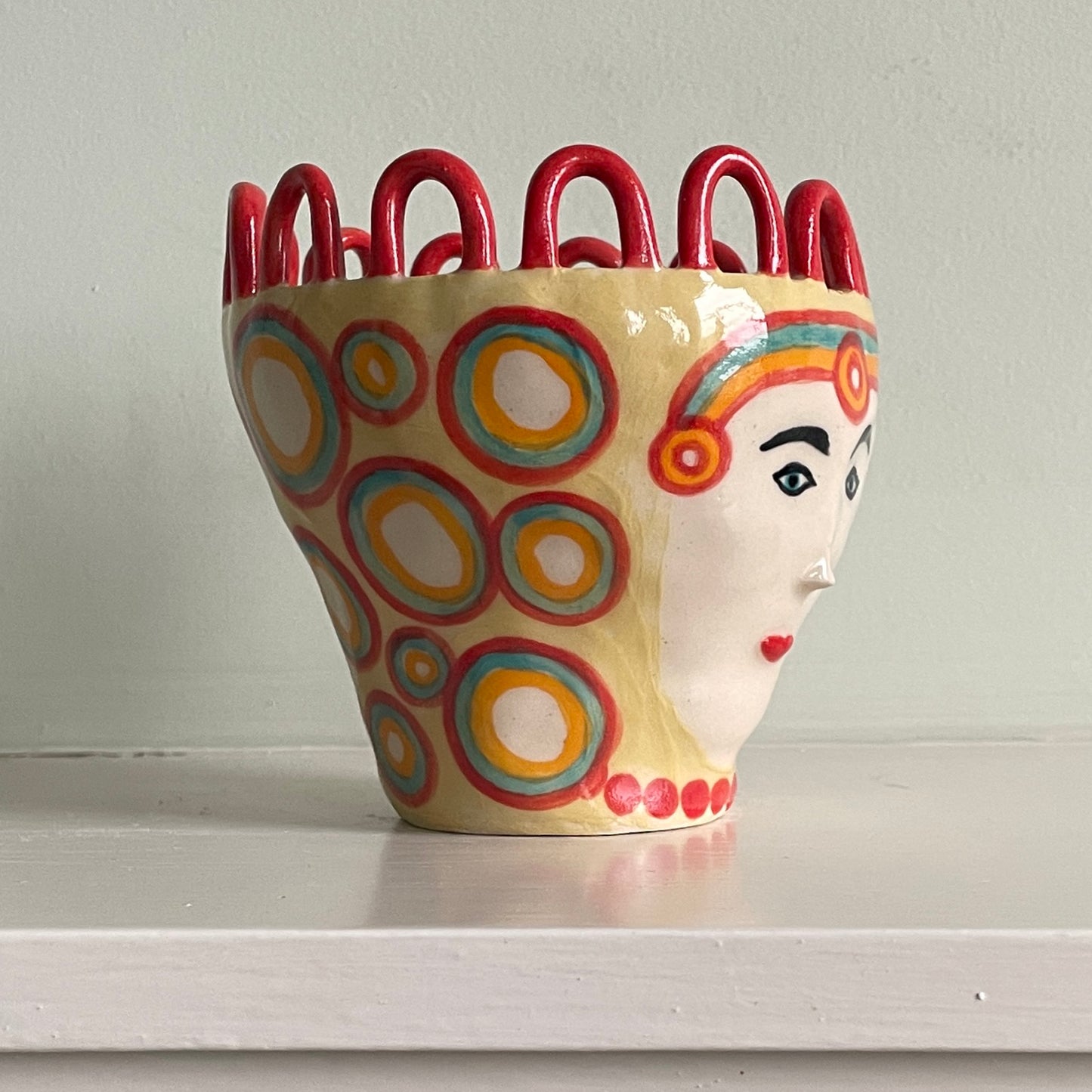 Red Loop with Necklace Head Pot