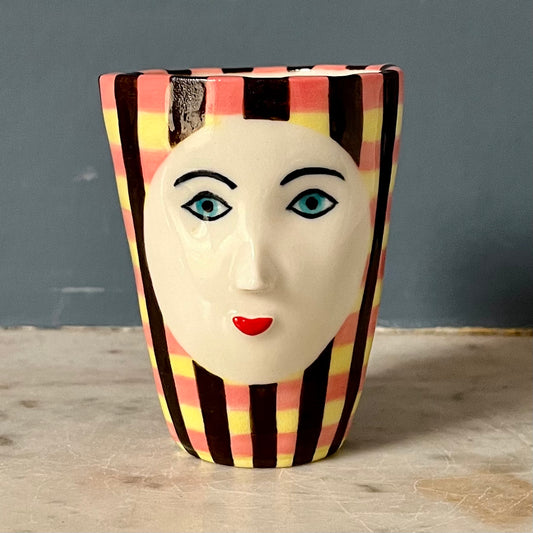 Pink, Yellow and Chocolate Striped Cup