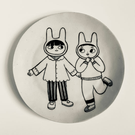 Two Chatty Bunnies plate