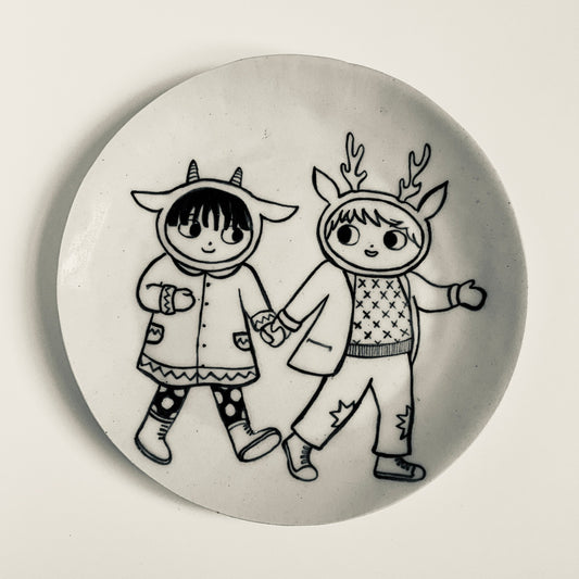 Goat and Deer go for a Walk plate