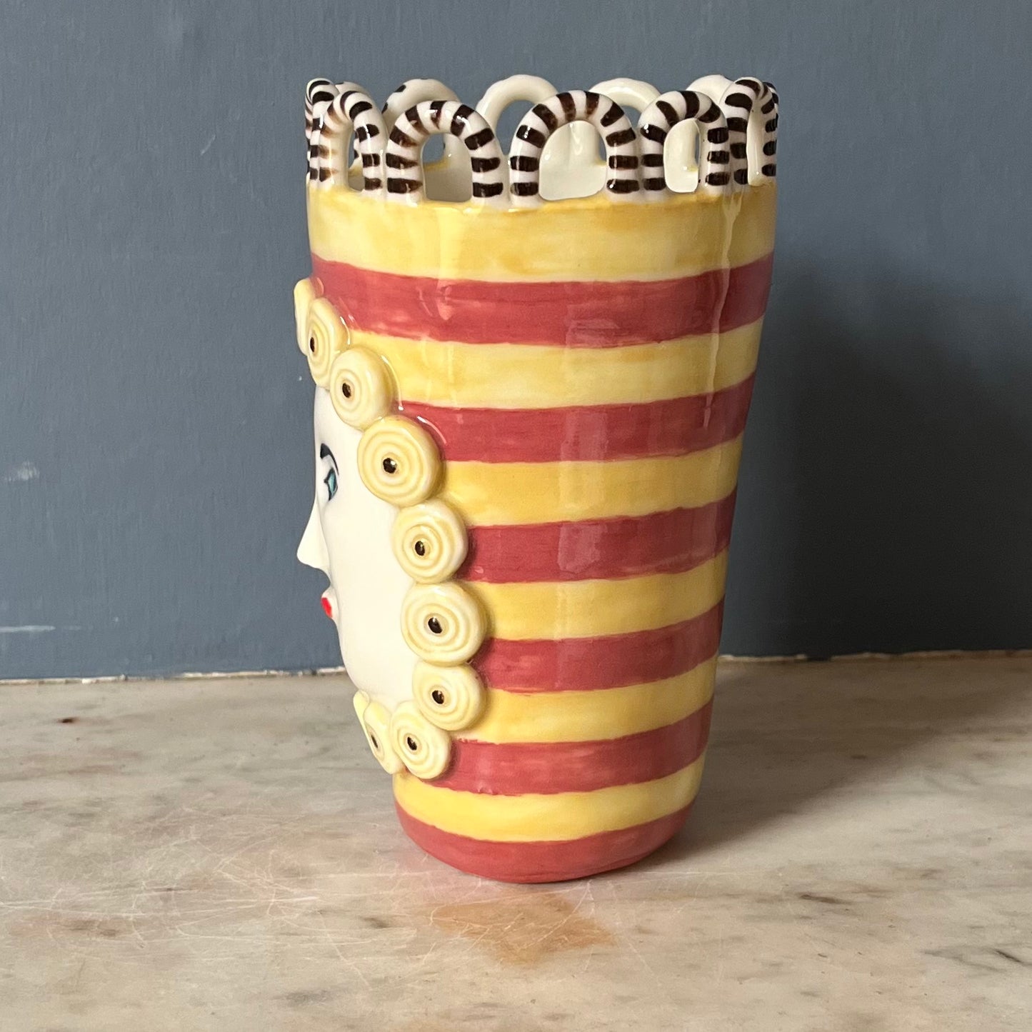 Rhubarb and Custard Striped Lady with Swirly Biscuit Surround