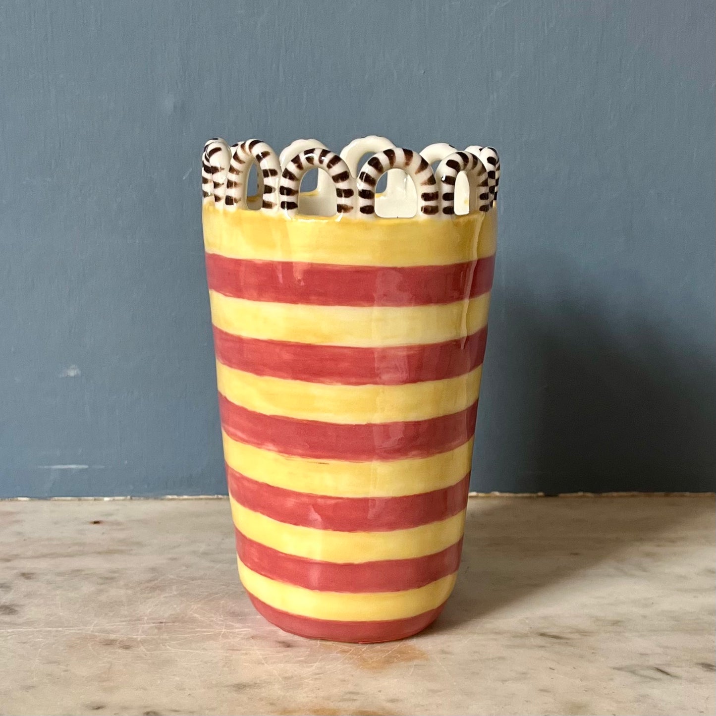 Rhubarb and Custard Striped Lady with Swirly Biscuit Surround