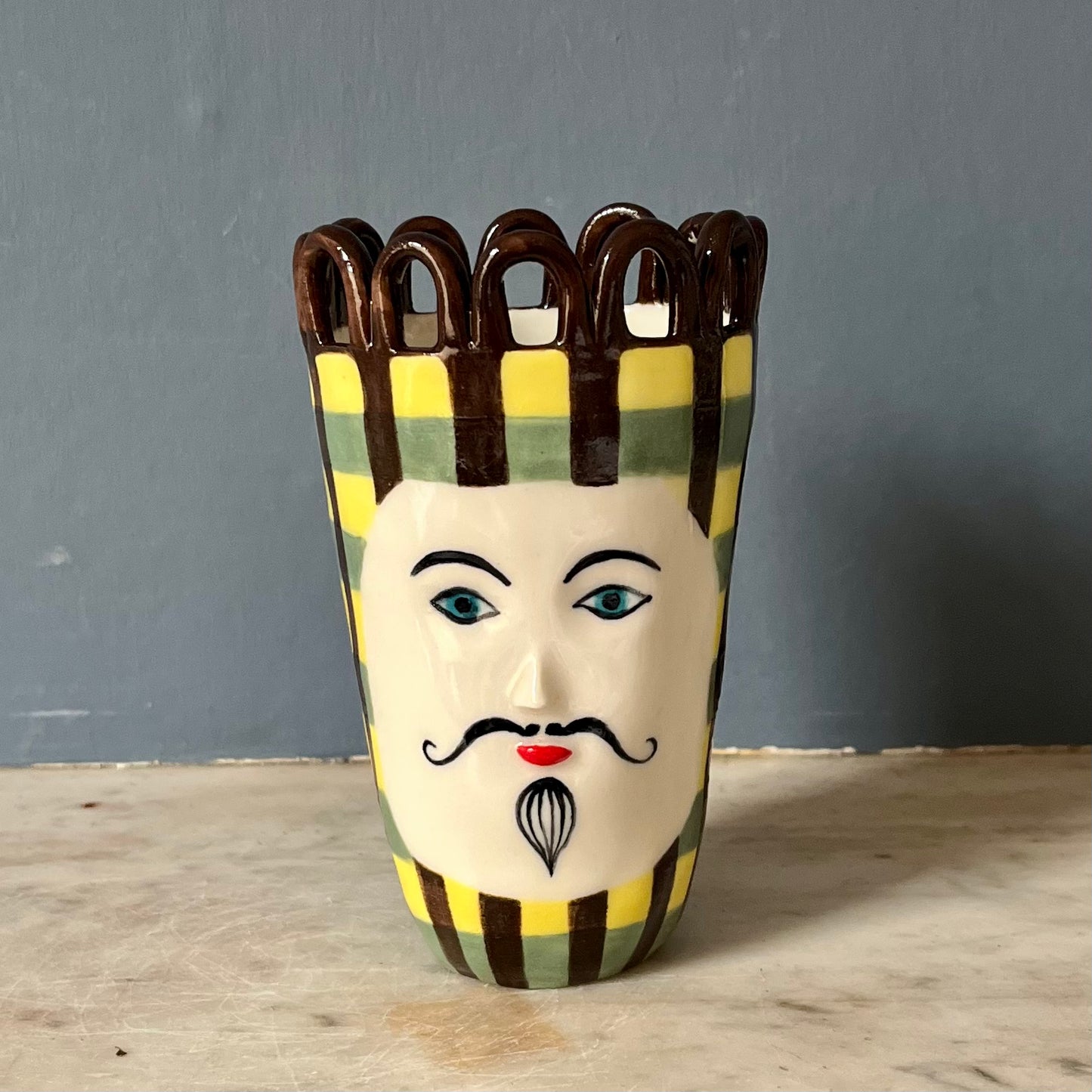 Chocolate Drizzle Down Yellow and Green striped Man