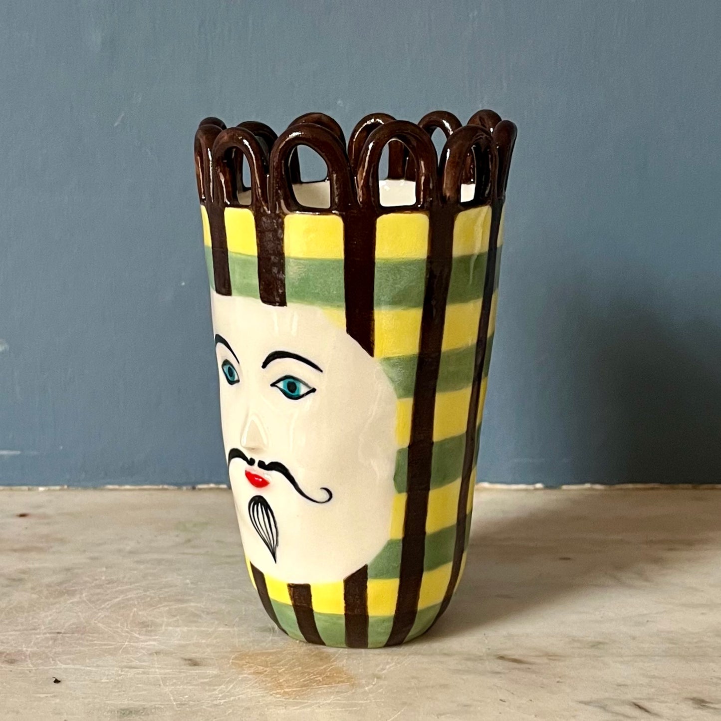 Chocolate Drizzle Down Yellow and Green striped Man