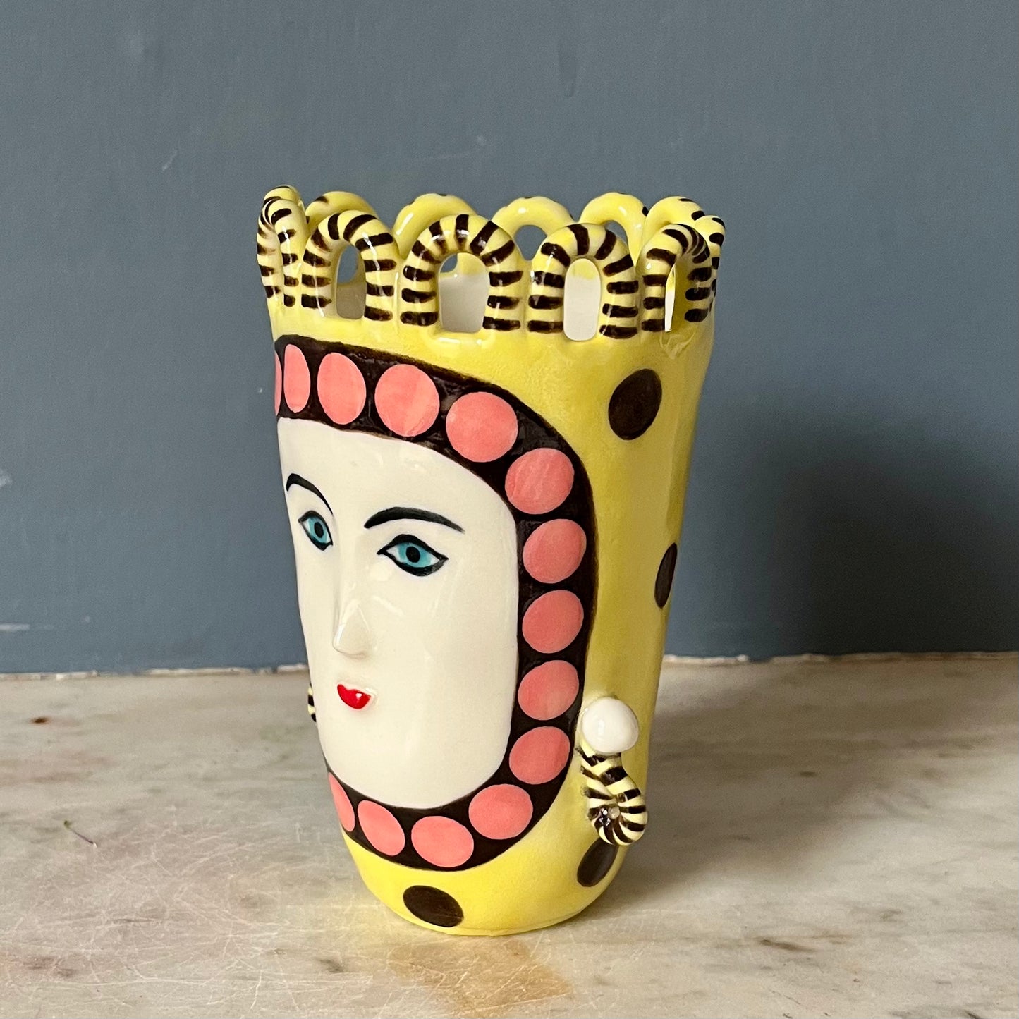 Yellow, Pink and Choc Spot Lady