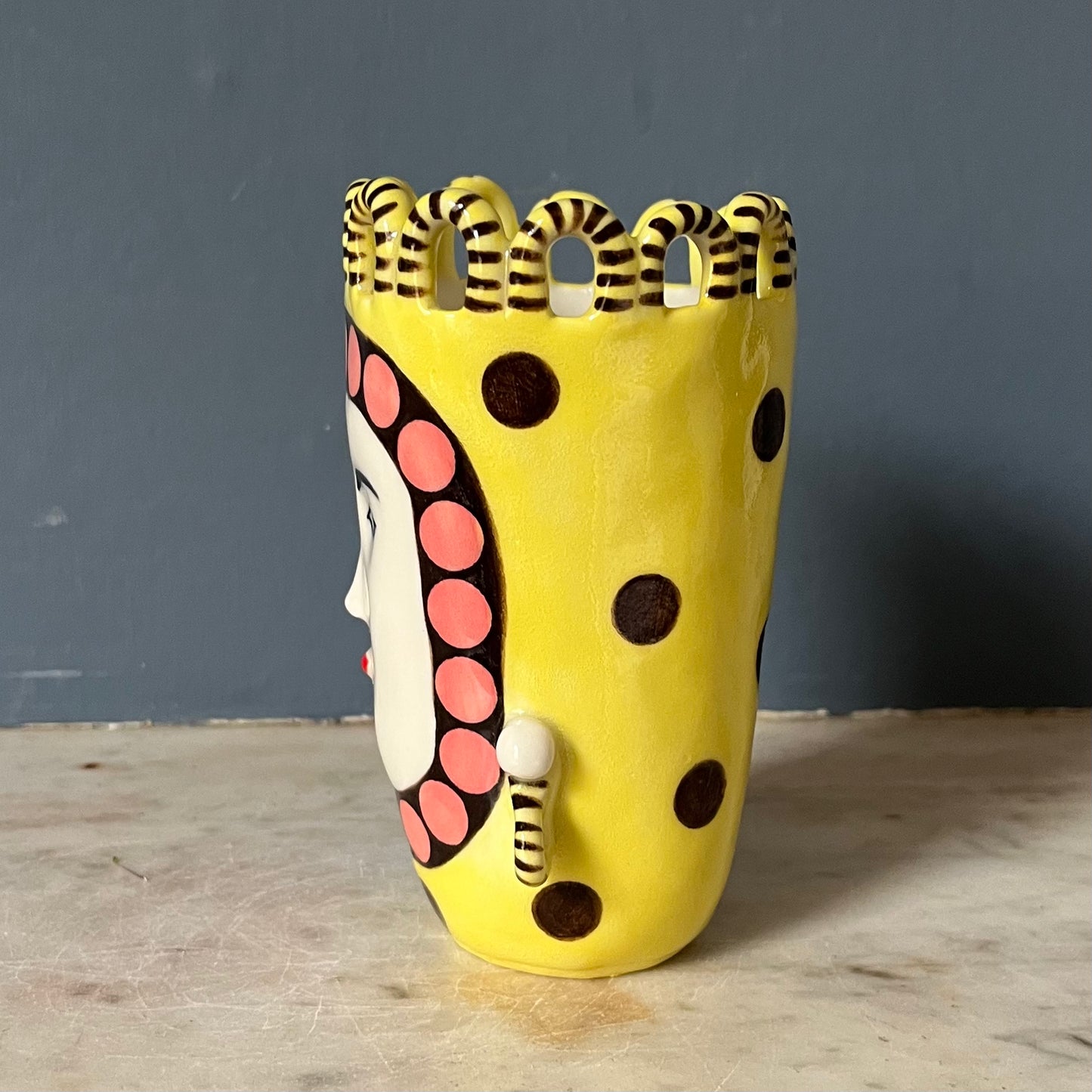 Yellow, Pink and Choc Spot Lady