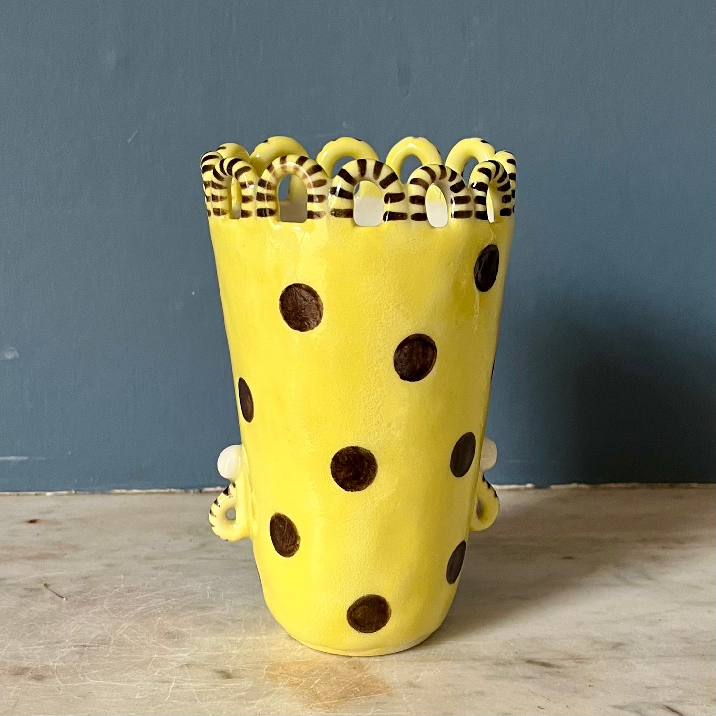 Yellow, Pink and Choc Spot Lady