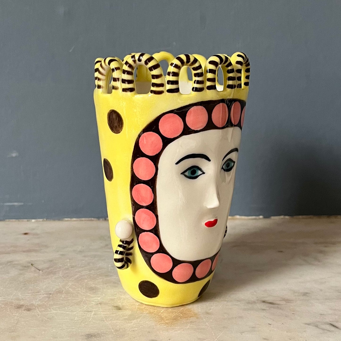 Yellow, Pink and Choc Spot Lady