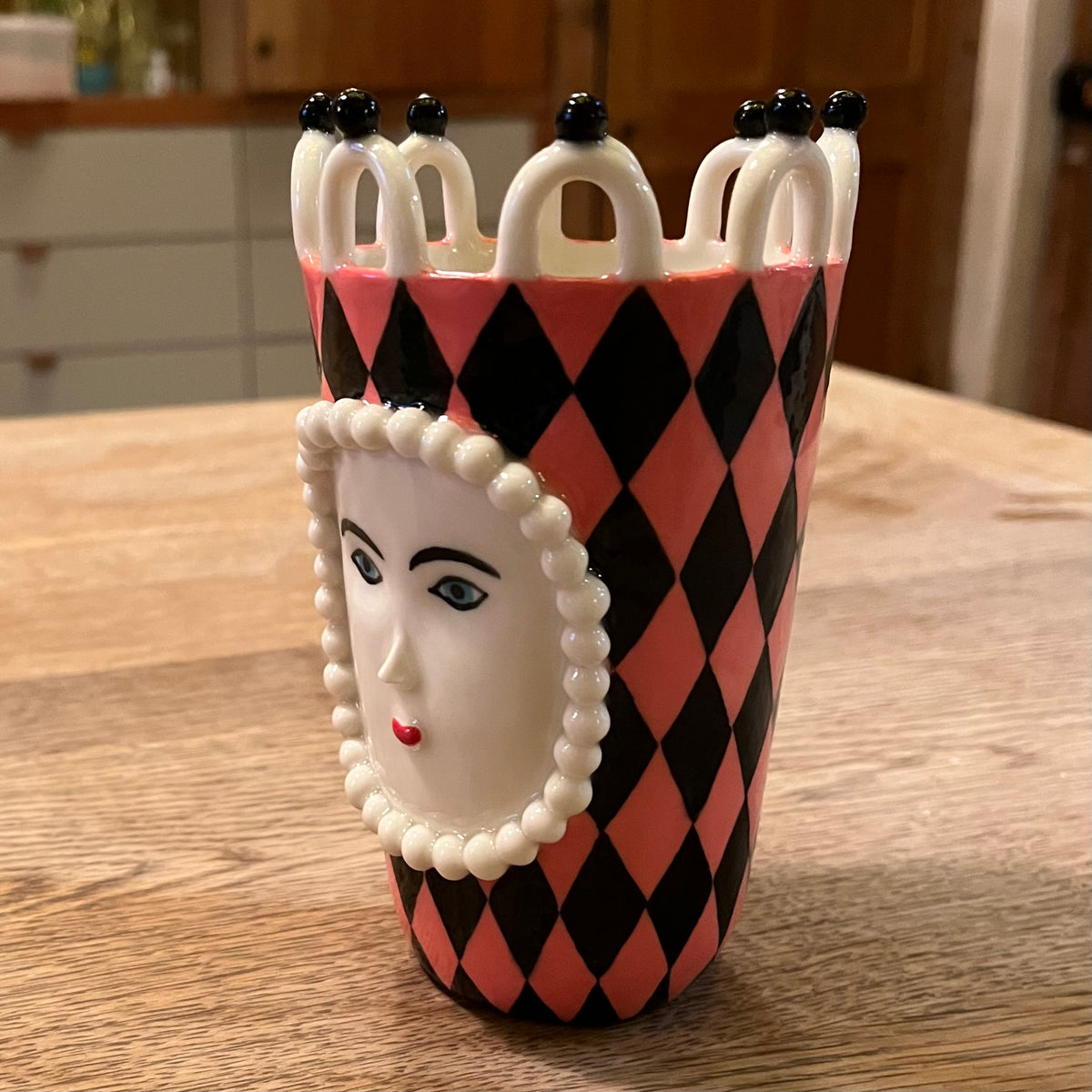 Pink and Black Harlequin Lady