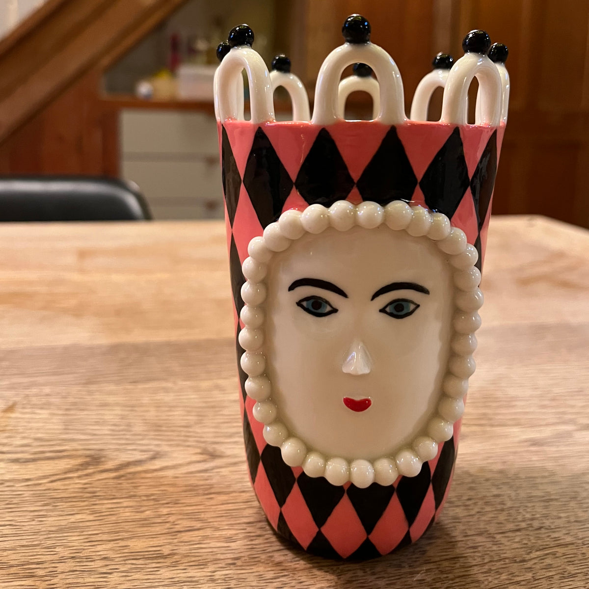 Pink and Black Harlequin Lady