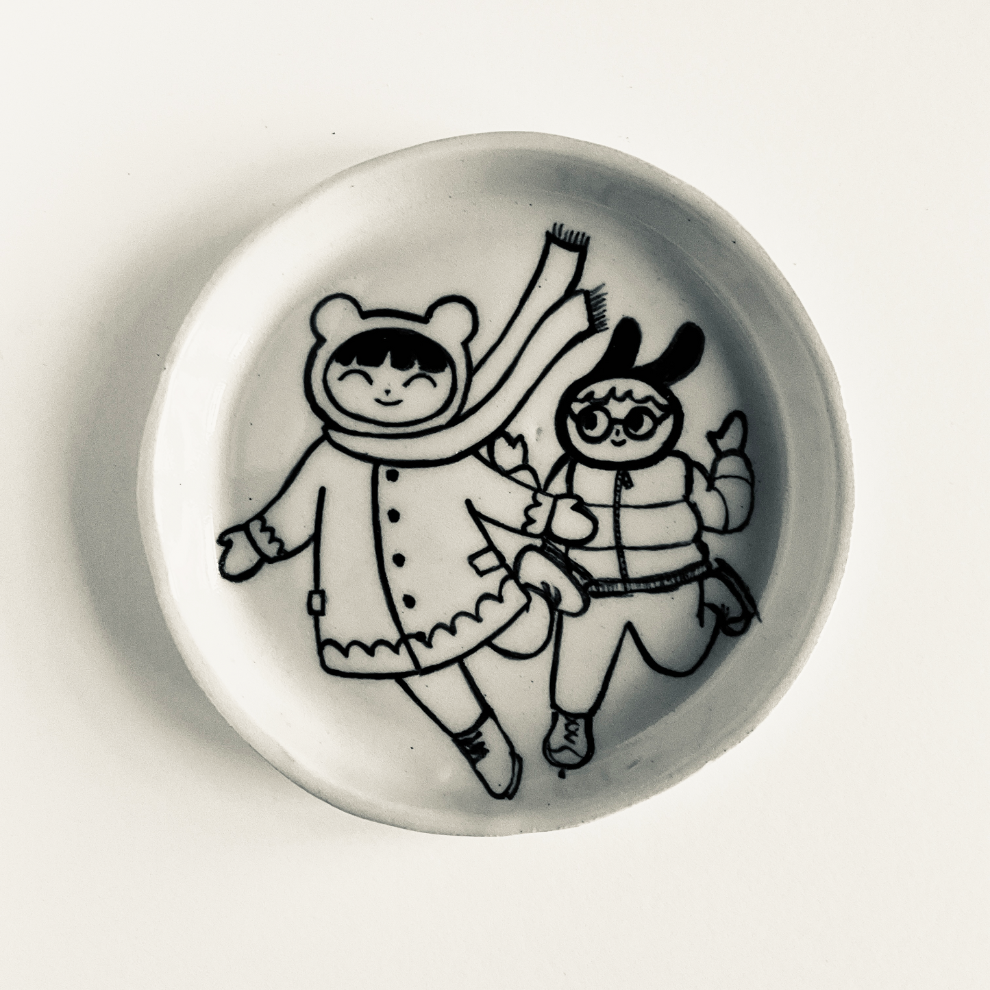 Bear and Bunny go Ice Skating plate