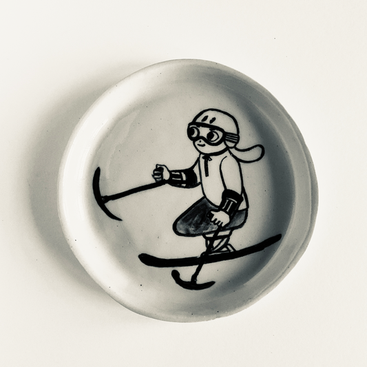 Puppy goes Sit-Skiing plate