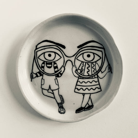 Friends Dressed as Eyes and Glasses with Stern Brows plate