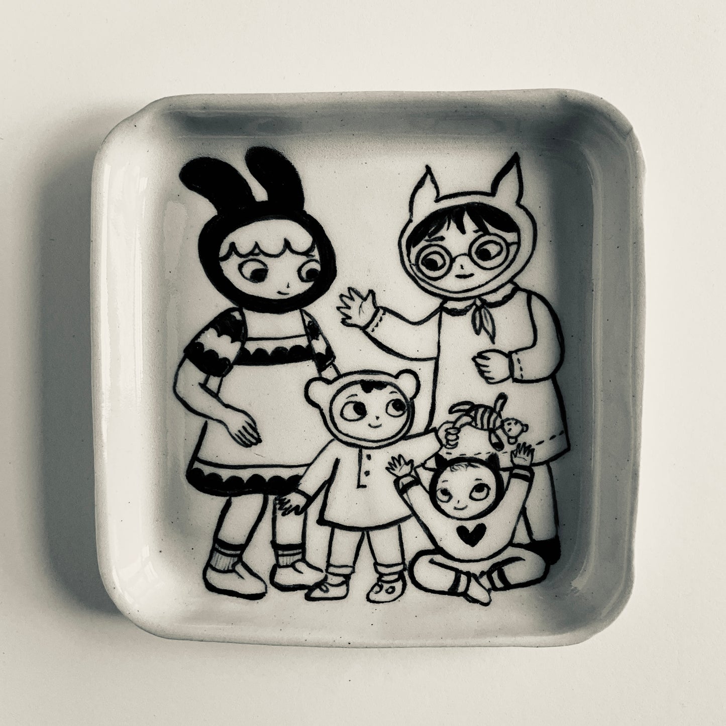 Bunny and Fox Babysit Bear and Kitten plate