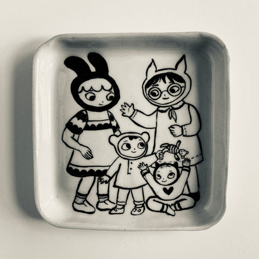 Bunny and Fox Babysit Bear and Kitten plate