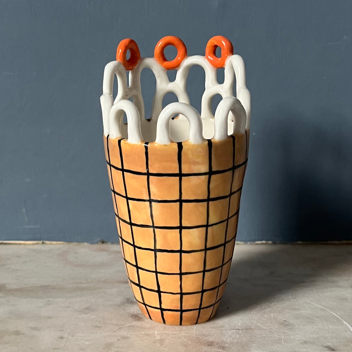Orange and Black Dots and Lattice Lady