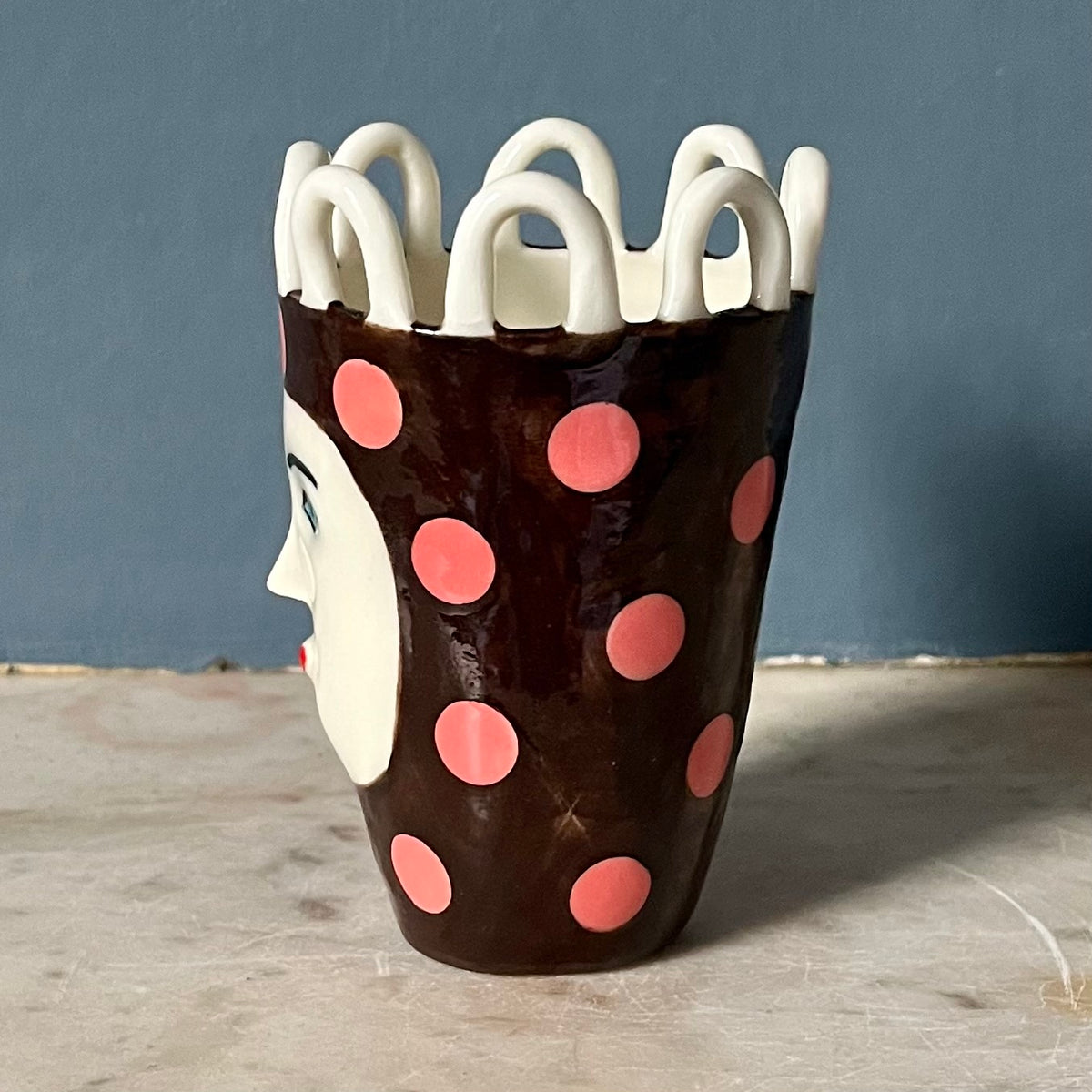 Pink Dots on Choc Brown Lady