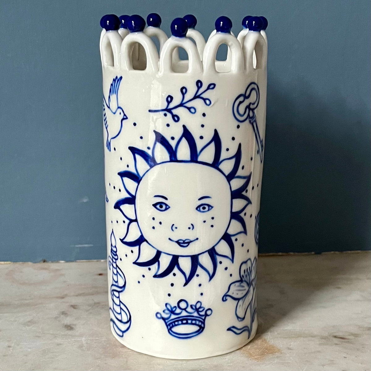 Large Porcelain Lady with Tattoos Vase