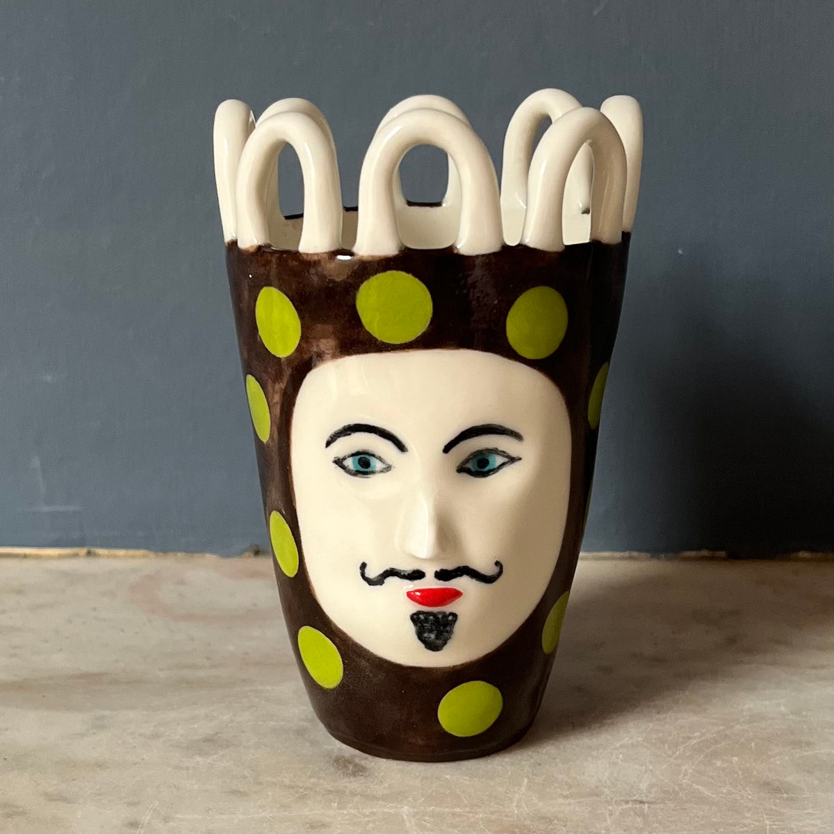 Green Dots on Choc Brown Man