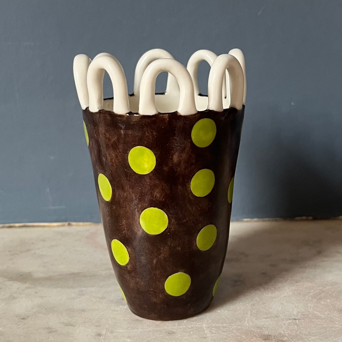 Green Dots on Choc Brown Man
