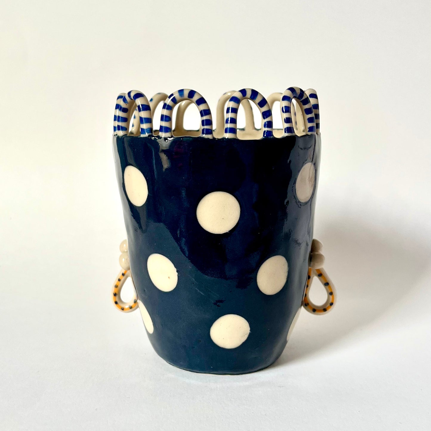 Navy & White Dots with Spotty Drop Earrings