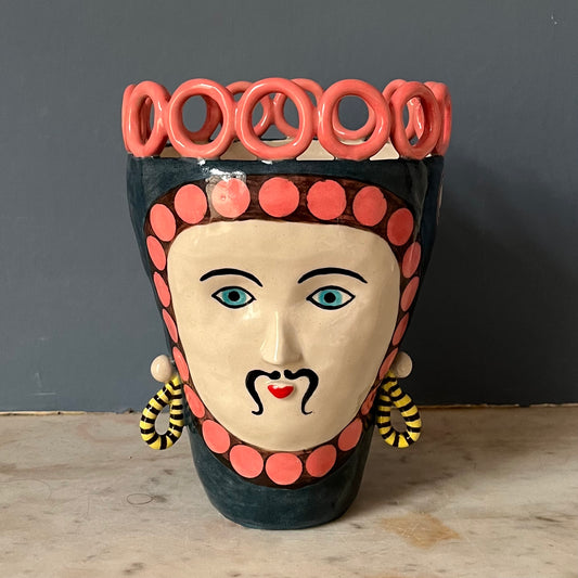 Moody Blue Man with Pink Circle Crown