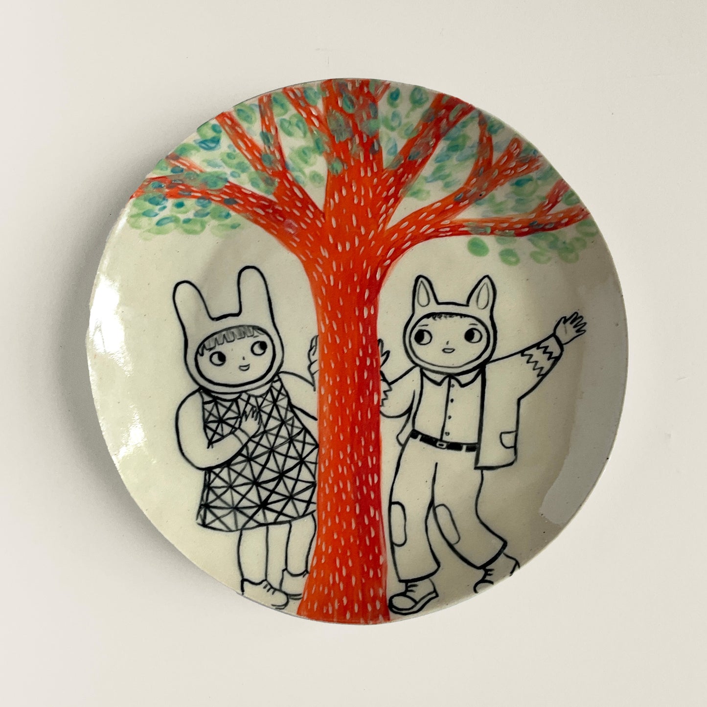 Bunny and Cat Have a Chat plate