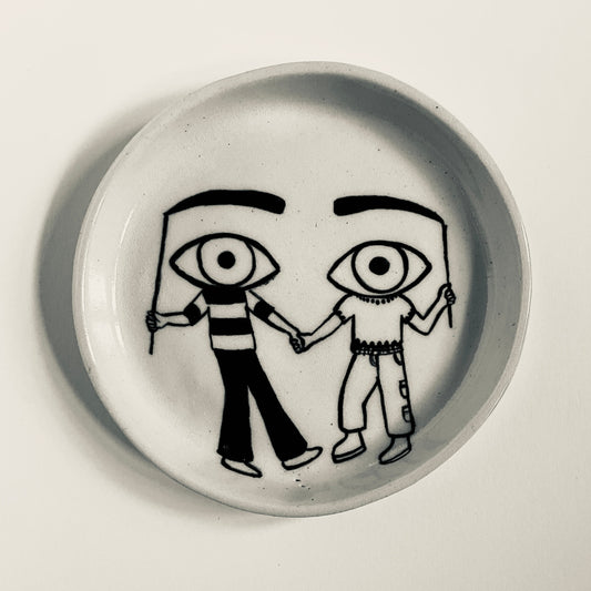 Friends dressed as Staring Eyes plate