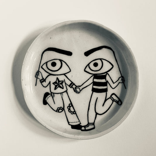 Friends dressed as Stern Eyes plate