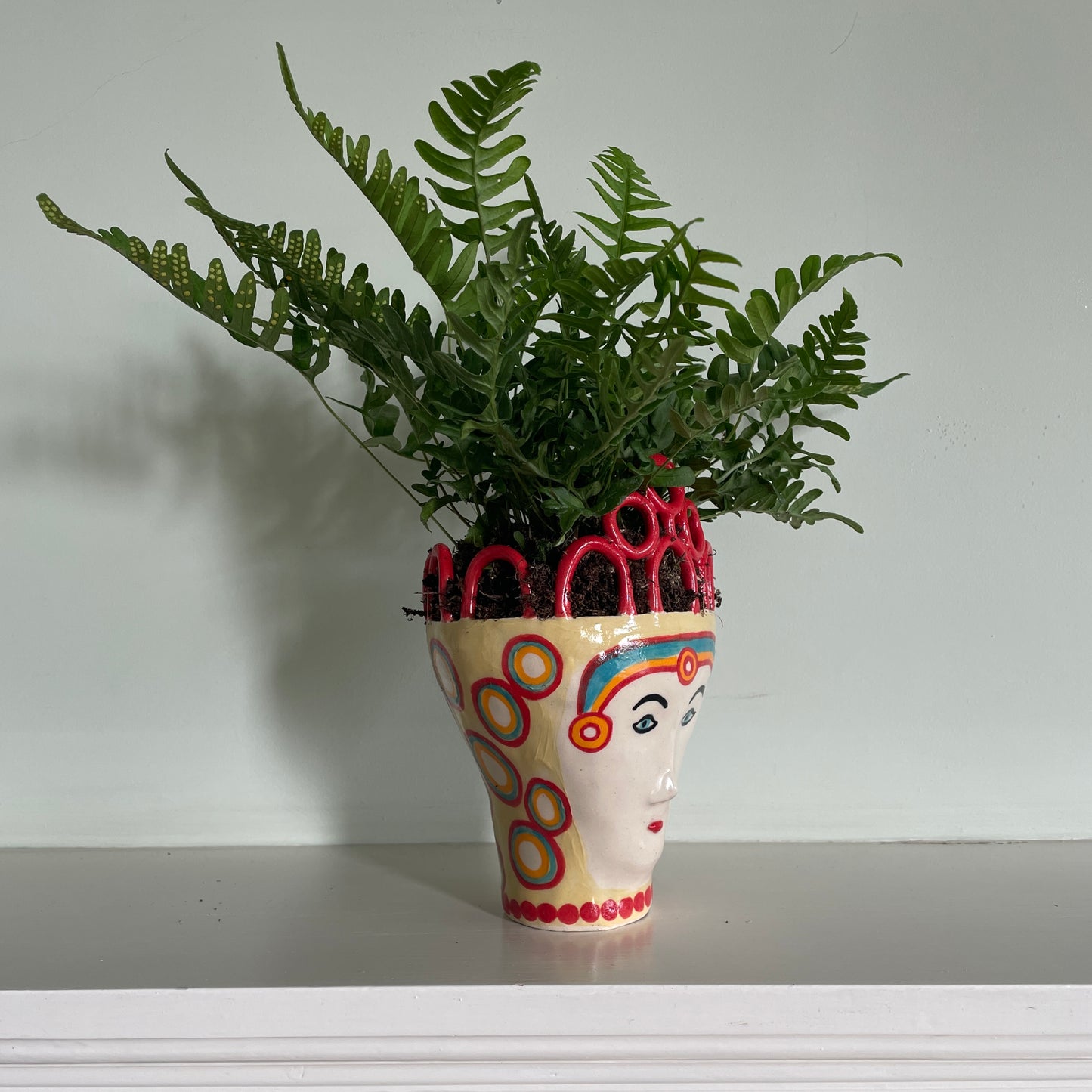 Red Crowned Lady Head Pot
