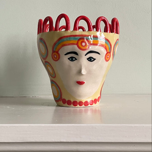 Red Loop with Necklace Head Pot